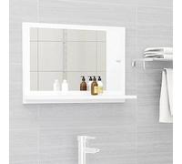 Miroir de Salle de Bain avec Étagère, Miroir Mural Contemporain en Bois et Acrylique pour Articles de Toilette, Design Fonctionnel et Élégant pour Décor