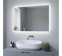 Miroir de Salle de Bain avec LED, Miroir cosmétique Mural 100x70cm BORAS | Anti-buée Blanc Froid 6400K Blanc Chaud 3000K Capteur Tactile dimmable