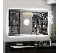 Miroir de Salle de Bain avec lumière - 100 x 70 cm - pour Salle de Bain et Bluetooth - Débrouillage - 3 températures de Couleur - Intensité Variable - Fonction mémoire - IP44 LED - pour Salle