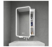 Miroir de salle de bain avec lumière LED anti-buée - Porte simple - En aluminium - Miroir double face pour une longue durée de vie - Blanc