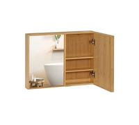 kleankin Armoire murale de salle de bain meuble de salle de bain avec miroirs et 2 portes en bambou 65,2 x 14 x 50 cm | Aosom France