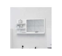 Miroir de salle de bain blanc 90x10,5x45 cm bois d'ingénierie