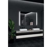 Miroir de salle de bain carré 90 x 80 cm - Capteur lumineux anti-buée Coins arrondis Tri On/Off - Design Copenhague moderne avec IRC > 80 pour une clarté optimale