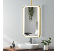 Miroir de salle de bain carré à LED avec miroir mural pour chambre à coucher, salon ou entrée Miroir suspendu avec double éclairage