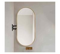 Miroir De Salle De Bain d'angle Rotatif, Miroir Mural Ovale avec Support, Miroir Décoratif avec Cadre en Alliage D'aluminium, Imagerie HD,(Gold,50x80cm)