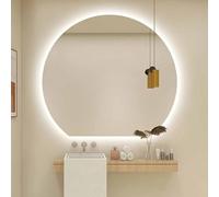 Miroir de salle de bain demi-cercle rétroéclairé à DEL 71/81,3 cm, sans buée, irrégulier, demi-lune à intensité variable, incassable, décoration murale moderne éclairée