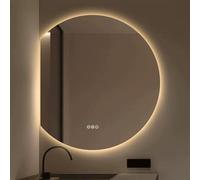 Miroir de salle de bain demi-cercle rétroéclairé à DEL antibuée de 101,6 cm, miroir demi-cercle à intensité variable, design anti-explosion, 80 cm en option disponible