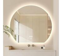 Miroir de salle de bain demi-cercle rétroéclairé à DEL de 81,3 cm à intensité variable avec interrupteur tactile, anti-buée et design incassable
