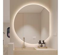 Miroir de salle de bain demi-cercle rétroéclairé à DEL de 81,3 cm à intensité variable et anti-buée Miroir mural demi-lune avec interrupteur tactile Design incassable