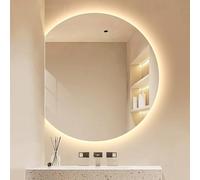 Miroir de salle de bain demi-cercle rétroéclairé à DEL de 91,4 x 101,6 cm avec interrupteur tactile antibuée, éclairage tricolore, design demi-lune décoratif, 71,1 cm/81,3 cm options disponibles.