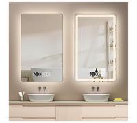 Miroir de salle de bain éclairé à LED avec tampon anti-buée Miroir mural horizontal/vertical avec lumières (A H 40 x l 60 cm)