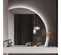 Miroir De Salle De Bain Éclairé Par LED, Miroir De Salle De Bain Semi-circulaire Avec Rétroéclairage, Commande Tactile, Étanche À La Poussière Et À La Buée(White Light Left,80cm)