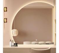 Miroir De Salle De Bain Éclairé Par LED, Miroir De Salle De Bain Semi-circulaire Avec Rétroéclairage, Commande Tactile, Étanche À La Poussière Et À La Buée(Tricolour Right,110cm)