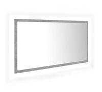 Miroir de salle de bain gris béton 90 x 8,5 x 37 cm acrylique - Ensemble de meubles de salle de bain moderne avec éclairage - Protection contre les éclaboussures pour salle de bain élégante