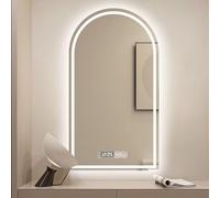 Miroir De Salle De Bain HD en Forme D'arche, Miroir De Maquillage LED Intelligent, Miroir Mural, Affichage De L'heure Et De La Température, Désembuage en Un Clic(40 * 70cm)