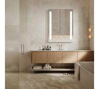Miroir de salle de bain HOKO miroir mural 60x80cm+LED alternance blanc chaud/blanc froid/neutre.avec interrupteur tactile/interrupteur mural enclenchable.fonction mémoire. IP44.Stuttgart