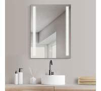 Miroir de salle de bain HOKO miroir mural LED antibuée 60x80cm+lumière blanc chaud/blanc froid neutre. avec interrupteur tactile/interrupteur mural activable. IP44 (NIVEAU DE PROTECTION). Borkum