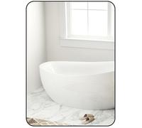 Miroir de salle de bain - HOMCOM - 50 x 70 cm - avec cadre en alliage d'aluminium noir - pour salle de bain, chambre, salon, entrée