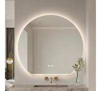 Miroir de salle de bain intelligent à DEL de 91,4 cm, miroir de courtoisie mural demi-lune avec interrupteur tactile antibuée, 3 options de couleur, rétroéclairé, design demi-cercle de 101,6 cm (71,4