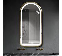 Miroir De Salle De Bain Intelligent Avec Fonction Maquillage, Miroir De Coiffeuse Moderne Avec Film Antibuée, Cadre En Alliage D'Aluminium, Miroir Incassable À Intensité Variable (3 Couleurs), Affich