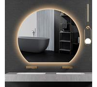 Miroir de salle de bain intelligent LED anti-buée avec interrupteur tactile 80 cm design demi-cl réglable blanc/neutre/lumière chaude décoration murale.