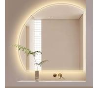 Miroir de salle de bain intelligent LED de la LED Smart Dimmable, miroir de maquillage demi-cercle sans cadre avec 3 couleurs, décoration murale de la chambre, frisson (à gauche, 110 cm / 44)