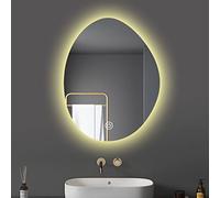 Miroir De Salle De Bain Irrégulier Avec Lumière LED, Miroir Décoratif Asymétrique En Forme De Goutte D'eau, 40x60cm|50x70cm| 60x80cmMiroirs Muraux， 3 Couleurs Graduables À L'infini, IP44,Touch Sensor