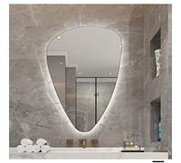 Miroir de salle de bain irrégulier en forme de goutte d'eau avec lumière LED 50 x 70 cm et 60 x 80 cm à intensité variable 3 options de couleur Décoration murale Style suspendu