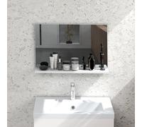 Miroir de Salle de Bain Kleankin avec Étagère Murale Design Moderne et Polyvalent, 60x12x40 cm, Blanc