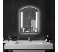 Miroir de salle de bain Kleankin avec lumière, miroir mural à 3 couleurs, miroir IP44 avec bouton tactile, fonction mémoir