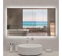 Miroir de salle de bain Led, 100x60cm, Auto-extinction après 1h + Dimmable + Anti-fog, 6000K Blanc