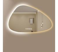 Miroir de salle de bain LED 40 x 60 cm, miroir mural éclairé avec interrupteur tactile intelligent avec antibuée, miroir de courtoisie rétroéclairé avec affichage de l'heure - Design irrégulier pour
