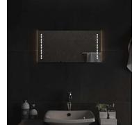 Miroir de salle de bain LED 60 x 30 cm en verre avec protection d'eau IP65, port USB, épaisseur 4 mm, crochets et clips, pour salle de bain, maquillage, rasage, montage mural, éclairage, miroir