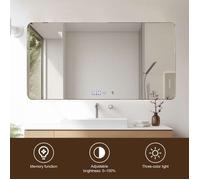 Miroir de salle de bain LED 60x100 cm lumière 3 couleurs luminosité réglable mémoire verre anti-éclats