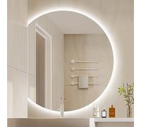 Miroir de Salle de Bain LED à intensité Variable 3 Couleurs, Miroir de courtoisie sans Cadre 50/60/70/80 cm avec Fonction Tactile Intelligente, étanche IP44, Miroir Mural en Verre HD pour sa