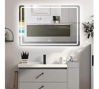 Miroir de salle de bain LED à intensité variable, anti-buée, miroir de maquillage Vani mural avec contrôle tactile, design, 50 x 70 cm, lumière blanche pour veau / utilisation horizontale
