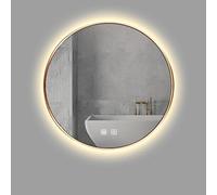 Miroir de salle de bain LED à intensité variable avec interrupteur tactile, miroir ty rétroéclairé, 3 réglages de couleur, montage mural, design demi-cercle de 70 cm pour salle de bains moderne