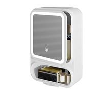 Miroir de salle de bain LED - Armoire murale | Organisateur de vanité moderne avec fonction anti-buée, éclairage lumineux réglable, étagère d'exposition pour ranger des objets, élégant sc