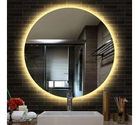 Miroir de salle de bain LED avec 3 couleurs de lumière, à intensité variable, anti-buée, étanche, miroir mural moderne à contrôle tactile avec fonction mémoire pour un confort ultime