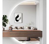 Miroir de salle de bain LED avec 3 couleurs variables - Miroir mural incassable pour maquillage - Dimensions (L x l) : 100 x 70 cm - Pour chambre à coucher et couloir