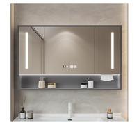 Miroir de salle de bain LED avec design mural anti-buée et espace de rangement 60 x 75 cm Miroir de courtoisie moderne pour décoration d'intérieur, idéal pour le maquillage et le toilettage