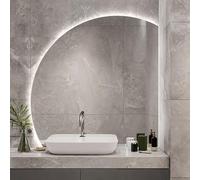 Miroir de salle de bain LED avec éclairage demi-rond, intensité variable, 3 températures de couleur, interrupteur tactile, miroir de courtoisie pour salle de bains moderne