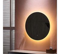 Miroir de salle de bain LED avec interrupteur tactile, anti-buée, design rond, lumière blanche froide, anti-explosion, 60 x 60 x 4,5 cm, option blanc chaud, idéal pour les salles de bains modernes