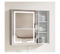 Miroir de salle de bain LED avec rangement mural moderne 70 x 65 cm, design réfléchissant élégant pour décoration d'intérieur, parfait pour n'importe quelle salle de bain