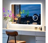 Miroir de salle de bain LED Bluetooth Miroir de courtoisie grossissant 3x avec antibuée, lumière mémoire 3 couleurs, rectangulaire 1200 mm, 1000 mm, 800 mm 1000x700mm