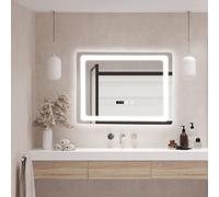 Miroir de salle de bain LED 'Casoli' 60x90cm 3 couleurs de lumière tactile et antibuée argenté