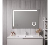 Miroir de salle de bain LED 'Chambave' avec 120 LED cadre en aluminium 100 x 70 cm argenté