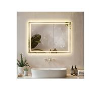 tectake® Miroir Salle de Bain éclairage LED intégré, Miroir Coiffeuse à LED, 3 Couleurs de lumière réglables, Fonction mémoire, Anti-buée, Idéal Salle de Bain, Coiffeuse, Makeup Mirror, 50 x 70 cm