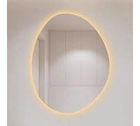 Miroir de salle de bain LED en forme de goutte d'eau irrégulière 50 x 70 cm 60 x 80 cm 70 x 90 cm Miroir de courtoisie éclairé avec verre HD anti-explosion Lumière chaude Décoration murale