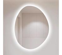Miroir de salle de bain LED en forme de goutte d'eau irrégulière 50 x 70 cm, 60 x 80 cm, 70 x 90 cm, miroir de courtoisie lumineux avec verre HD anti-explosion décoration murale élégante (lumière